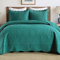 Vista 51 de MarCielo Juego de edredón de 3 piezas 100% algodón, tamaño extragrande, colcha ligera bordada, estilo granja T0