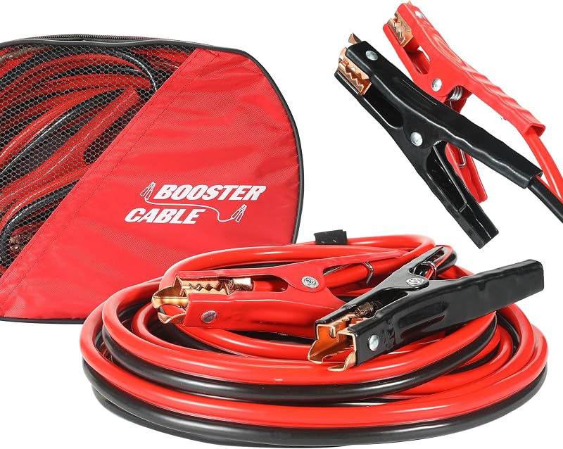 Jumper Cables for Car Battery，Heavy Duty Booster Cables for Jump Starting Dead or Weak Batteries, Emergency Start Cable for Car Van Truck with Carry Bag(8Gauge,10FT)