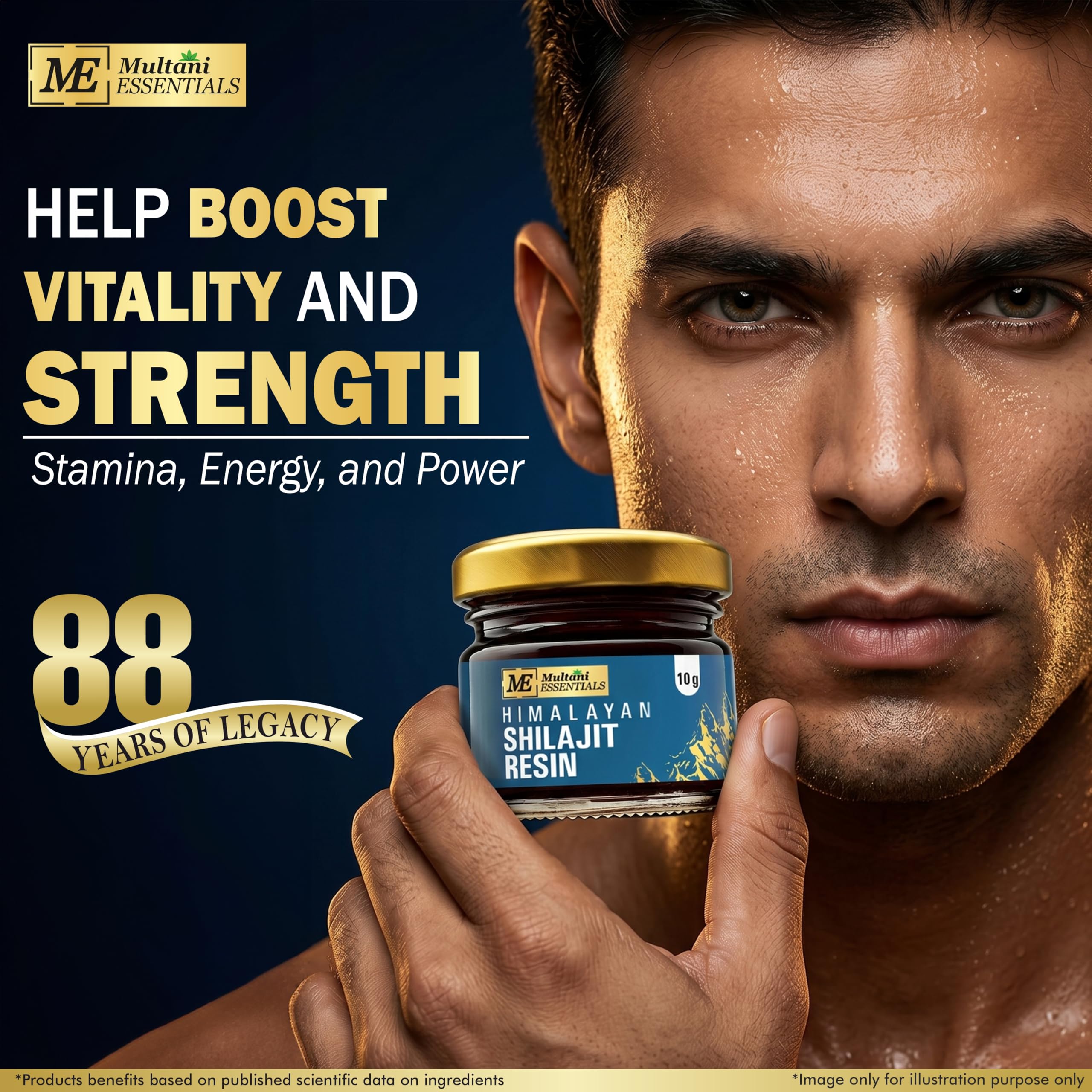 Multani Essentials Himalayan Shilajit Resin 10g with Ashwagandha, Gokhru, Haldi, Safed Musli | Stamina, Energy, and Power | Supports Rejuvenation | More Than 70% Fulvic Acid | 10 gm — Amazon image 2