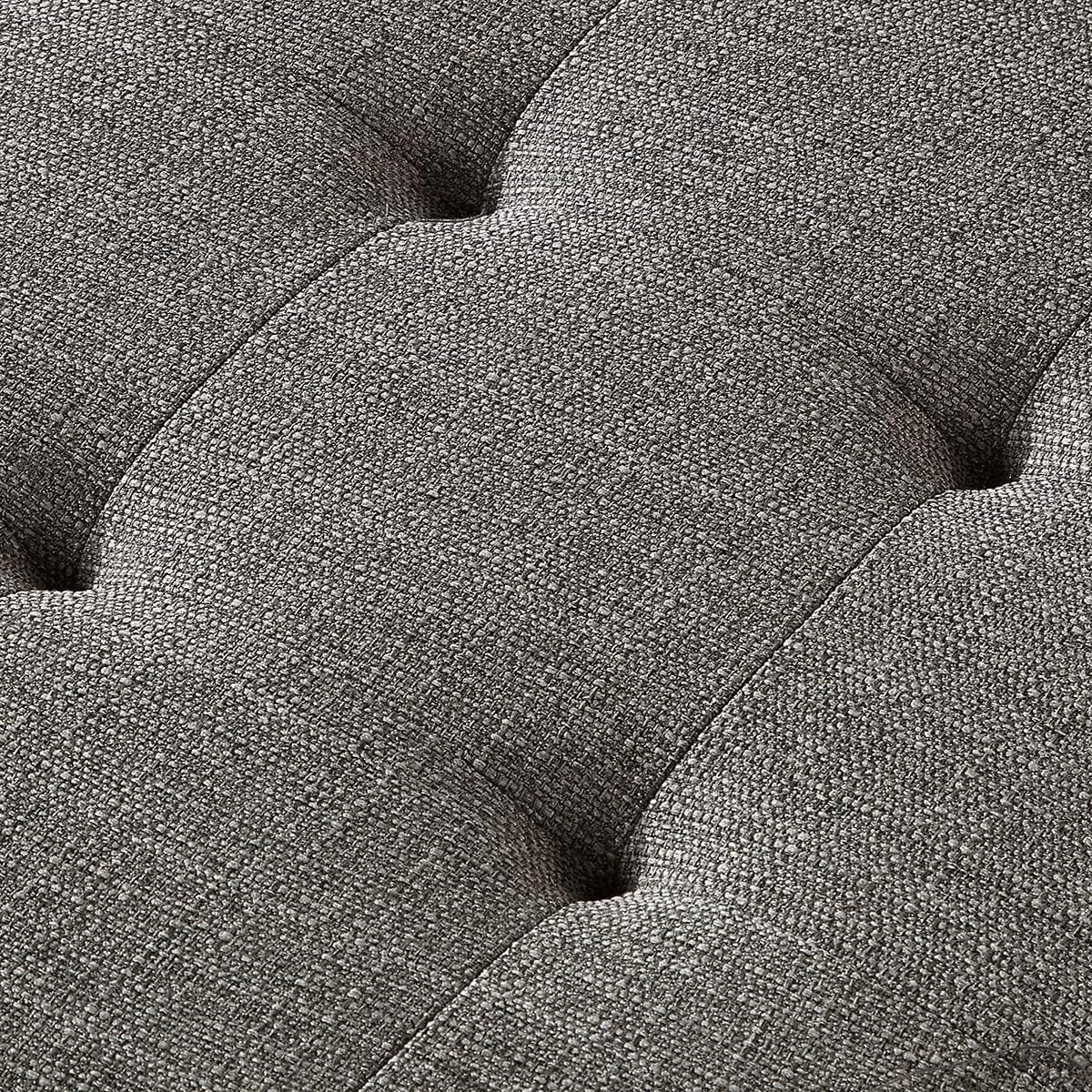 24KF Large Rectangular Upholstered Tufted Linen Fabric Ottoman Bench, Padded Bench with Solid Wood Shelf-Granite