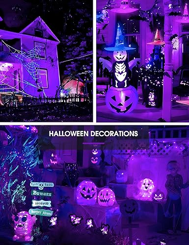 Miniatura 8 de L LOHAS LED Bombillas LED moradas de Halloween para exteriores, A19 9 W (equivalente a 60 W), bombilla de color morado, base E26, no tenue, paquete
