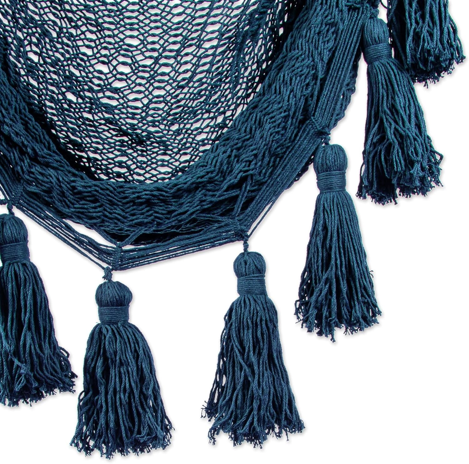 NOVICA Handmade Cotton Rope Hammock Swing Blue Mayan from Mexico Solid Tropical Decor 'Ocean Seat'(Single)