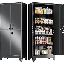 GAIOUS 71" Tall Metal Pantry Storage Cabinet with Lock, File Cabinet Black