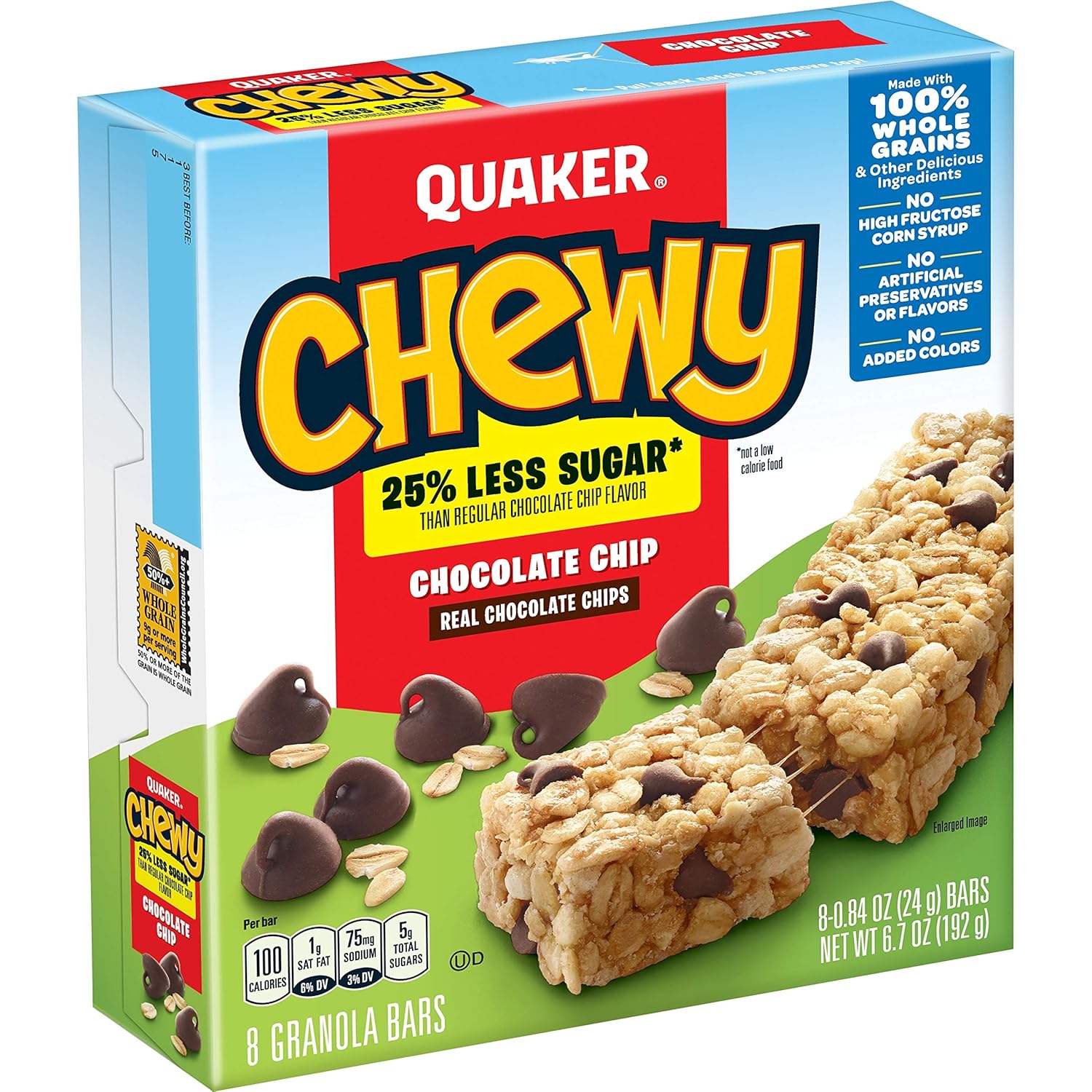Quaker Barras de granola masticables con chispas de