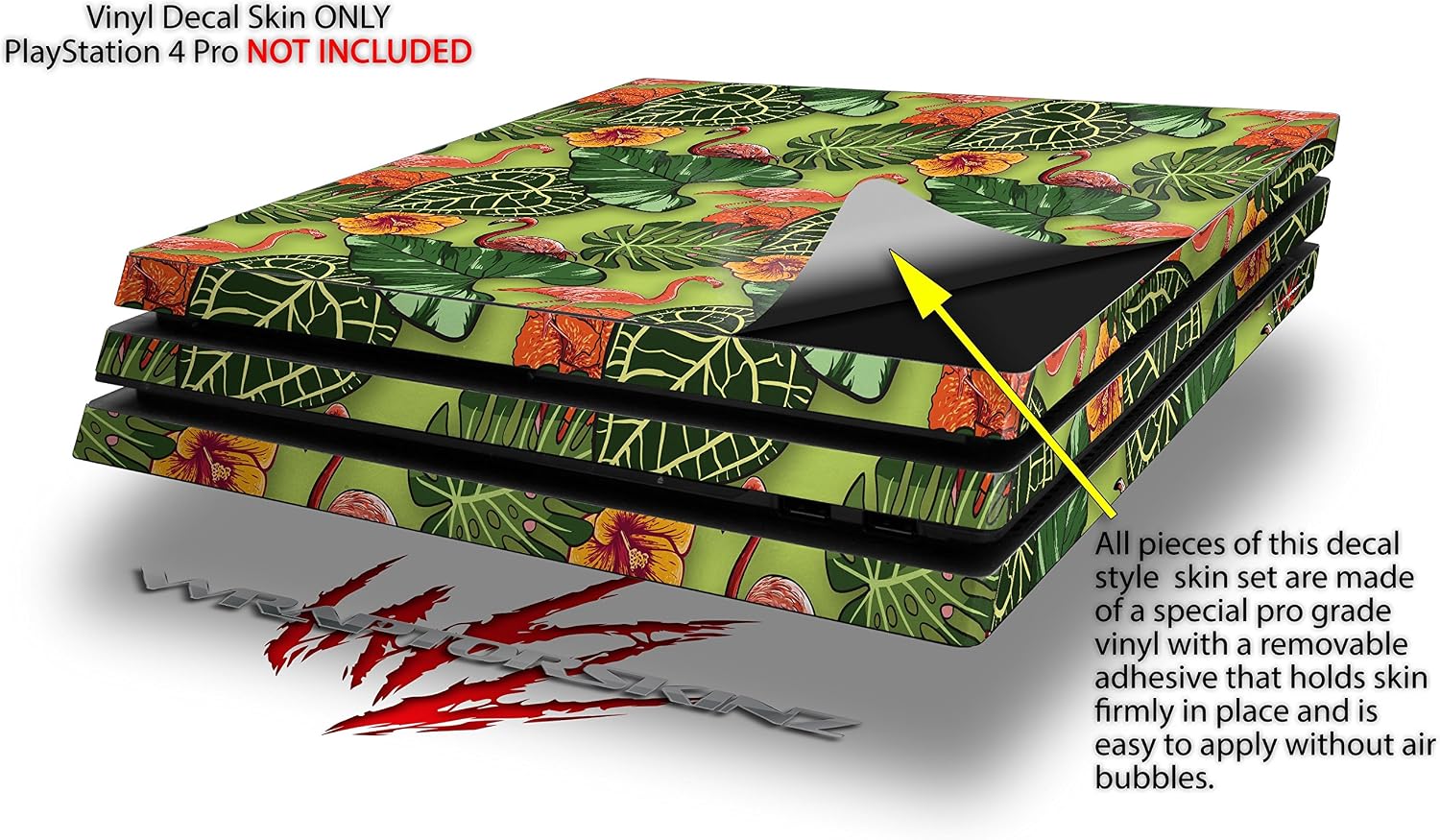 Vinyl Decal Skin Wrap Compatible with Sony PlayStation 4 Pro Console Famingos and Flowers Sage Green