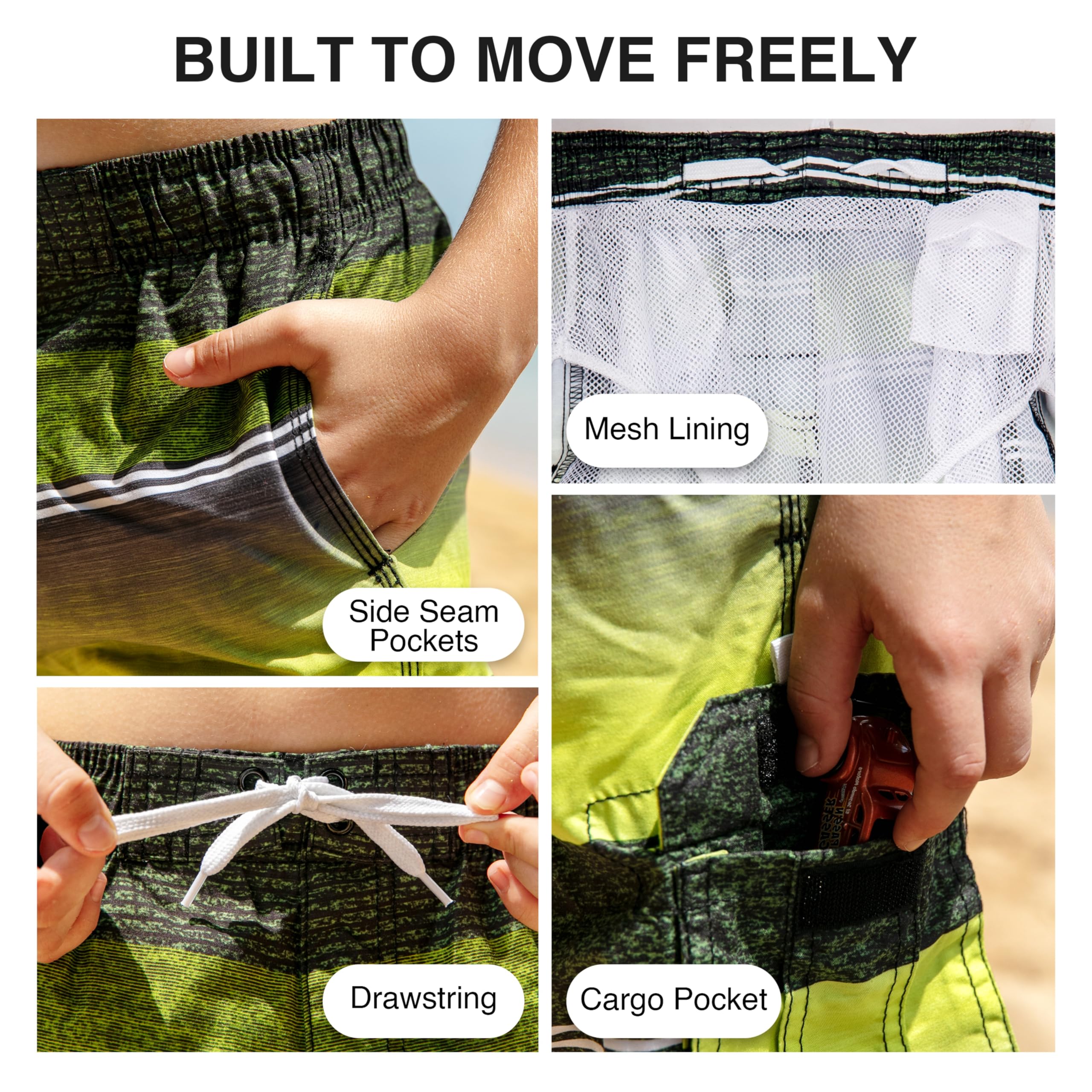 Kanu Surf Boys' Yolo Quick Dry Beach Swim Trunk