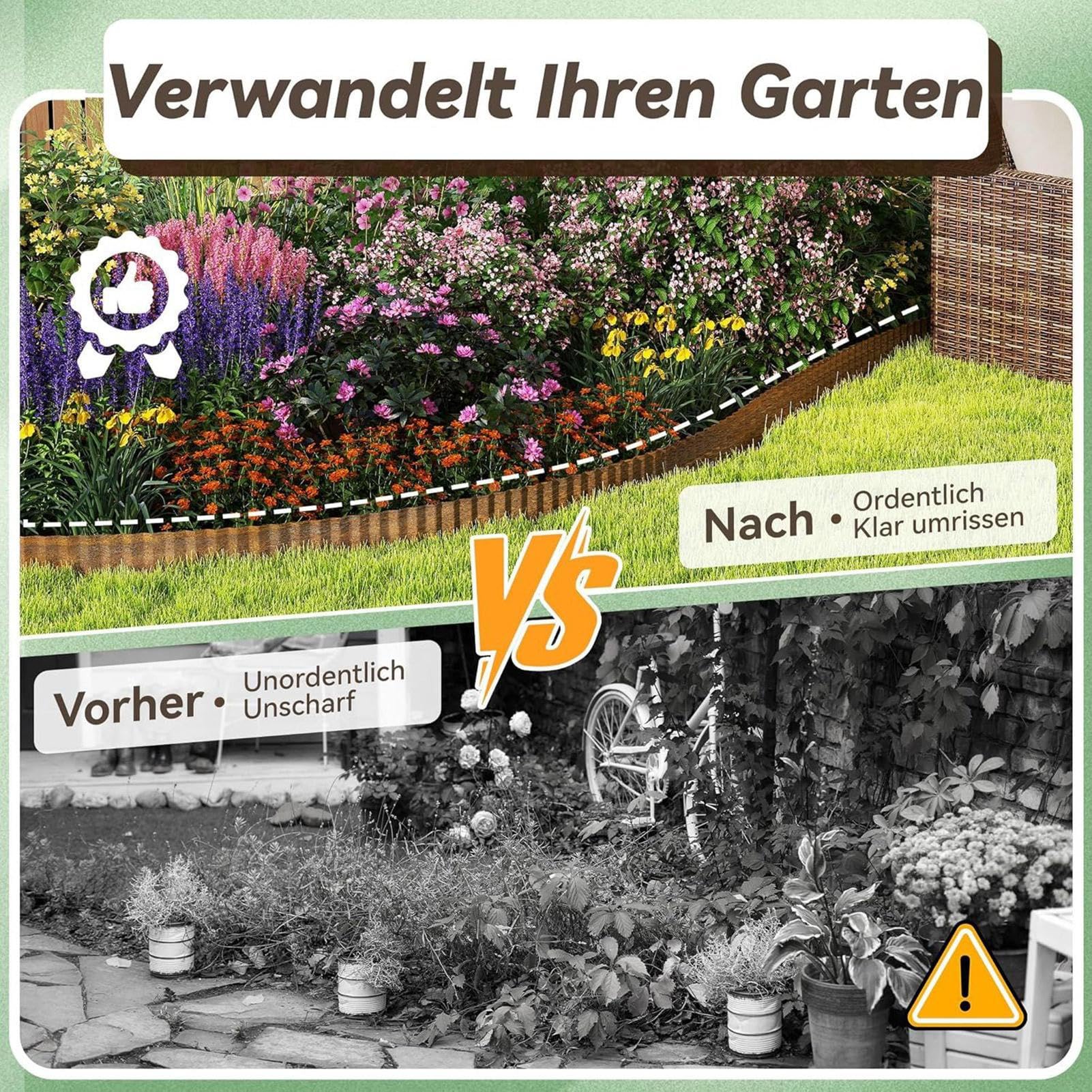 Bordatura per Esterni da Giardino Recinzione Flessibile Ondulata A Punta Di | Bordo Per Prato Per Esterno, Aiuole, Patio, Vialetti Di , Aree Giochi E Pareti Piscina