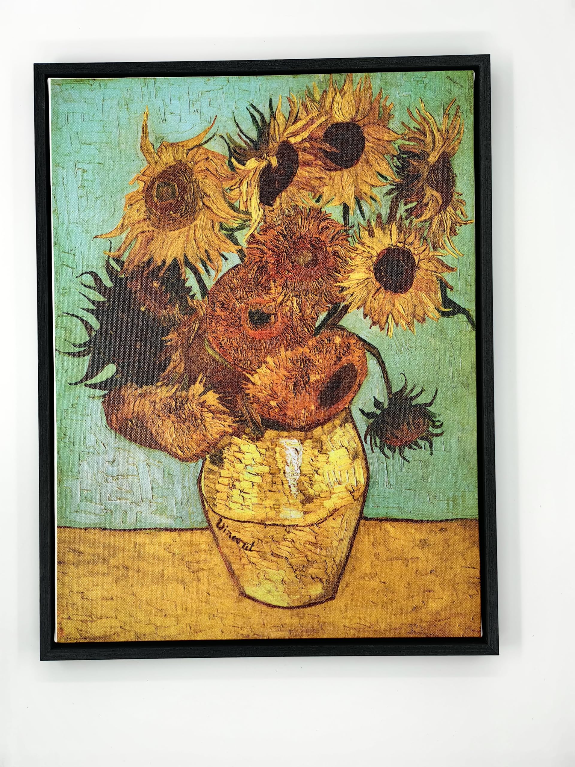 Cadre flottant à motif grain de bois massif pour œuvres d'art de 40,6 x 50,8 cm, profondeur de 2,2 cm et espace de 0,3 cm, cadre flottant en toile en bois massif véritable