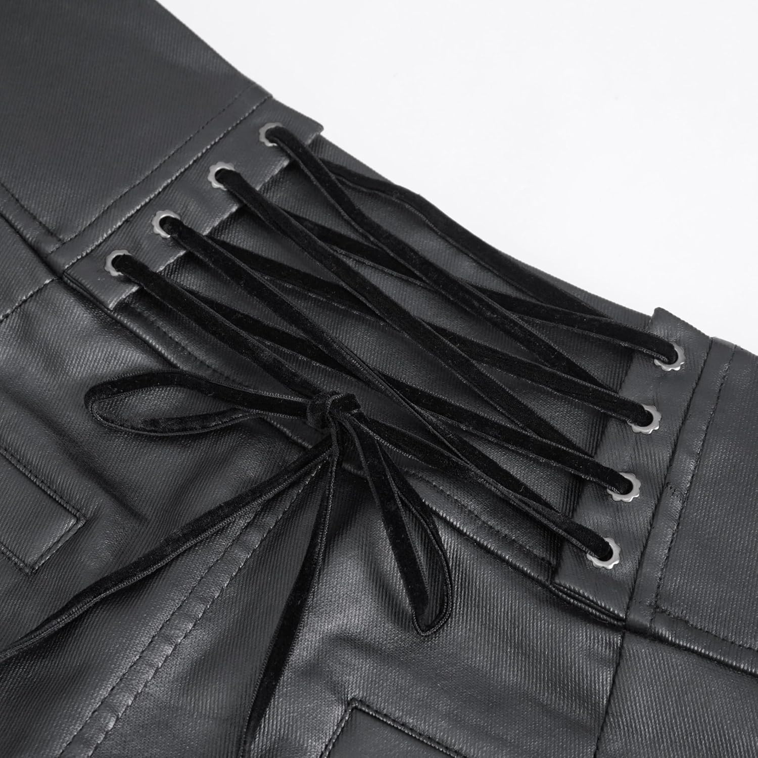DEVIL SHACKLES Gothic Men's Black Faux Leather Pants - Ornate Chain & Buckle Detail - Goth Party Vampire Cosplay Outfit 4XL