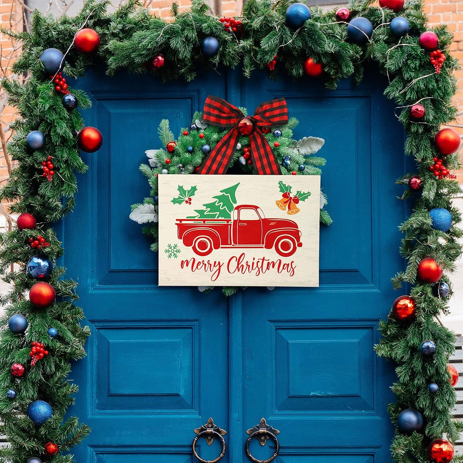 Jetec 2 Pcs Christmas Sign Merry Christmas Decorations It's the Most Wonderful Time of the Year Hanging Sign Wooden Xmas Funny Wall Art Signs with Bows for Home Window Wall Indoor Outdoor 9.8 x 6.9 In