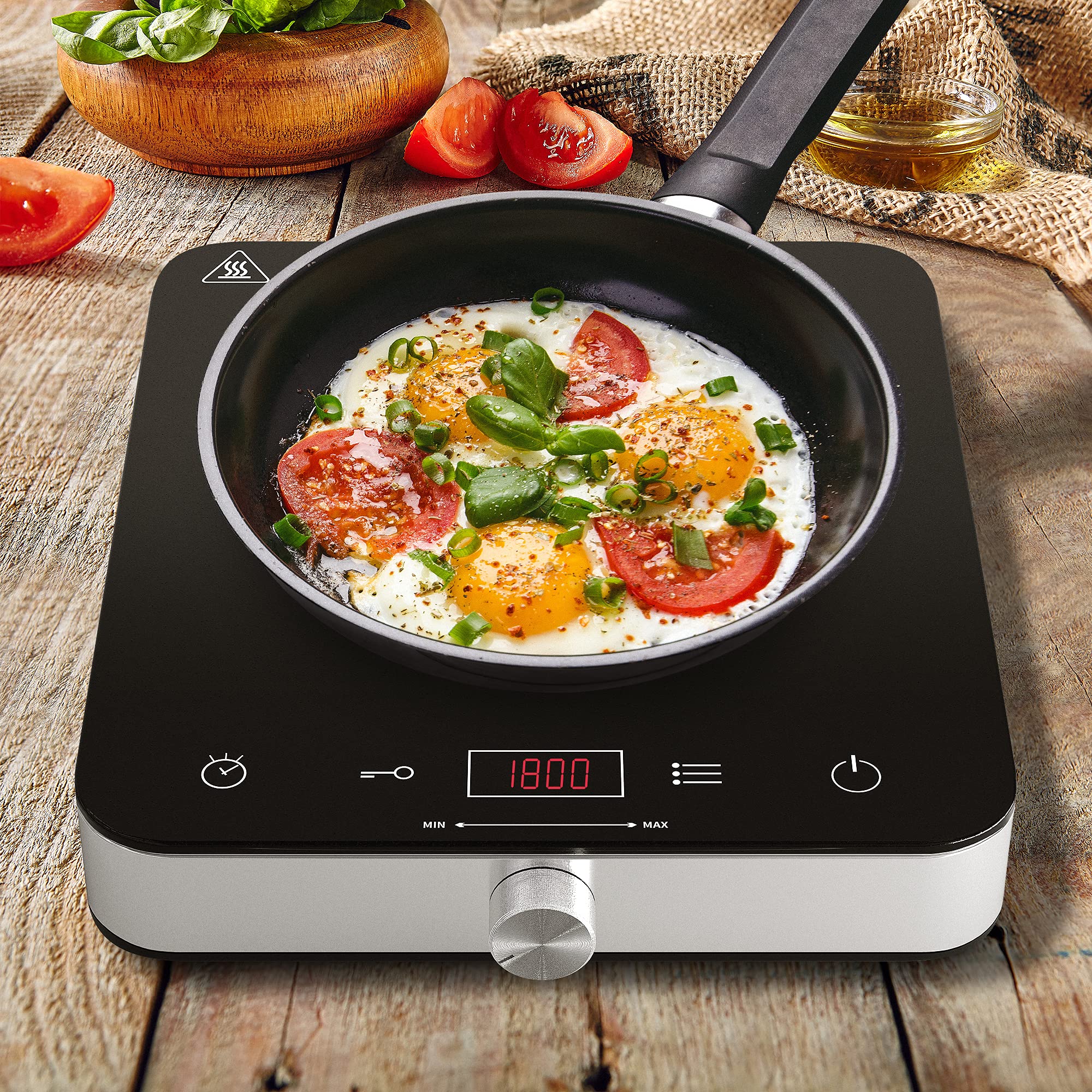 COOKTRON Induction Cooktop Portable Single Hot Plate Countertop Burner, 1800w 10 Temperature 9 Power Settings Induction Cooker Cooktop with Child Safety Lock & Timer