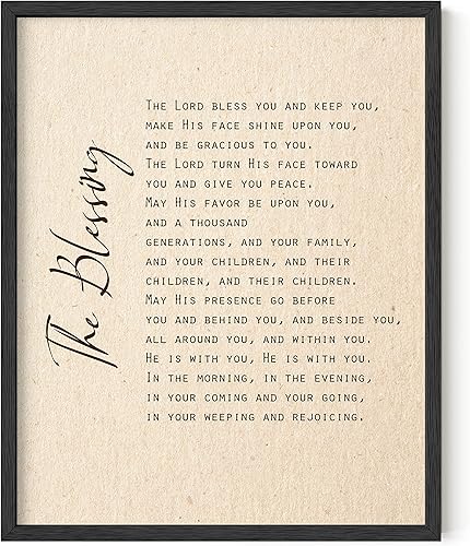 HAUS AND HUES The Blessing - Arte de pared religioso enmarcado - decoración de sala de oración, decoración cristiana, decoración de pared religiosa,