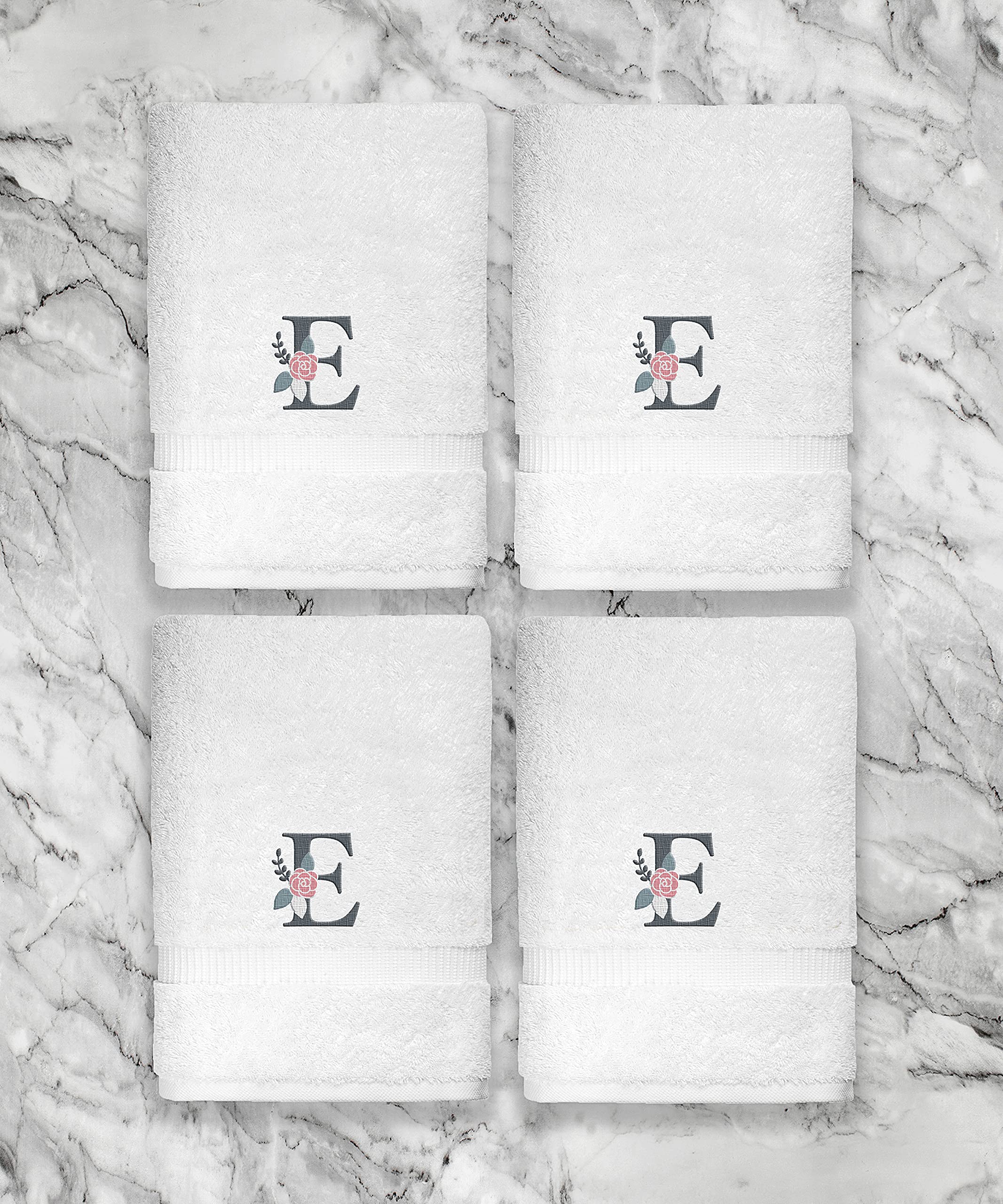 Home and Plan Personalized Monogrammed Towels | 4-Piece Set, 4 Wash Cloths (13