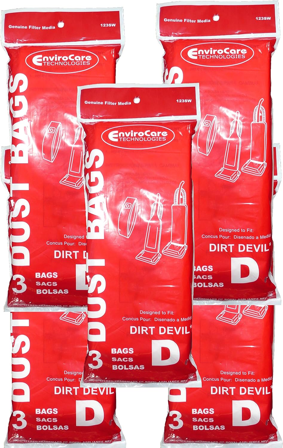 15 Royal Dirt Devil Type D Vacuum Bags, Featherlite, Lite Plus, Extra, Classic, Sensation, Toughtmate, Impulse, Upright Vacuum Cleaners, 3-670147-001, 3670147001, 670147 3-670075-001, 3670075001, 670075 3-670148-001, 6201, 5200, 6700, 6701, 6705, 5235, 085300, 085335, 085400, 085430, 085435, 085440, 085470