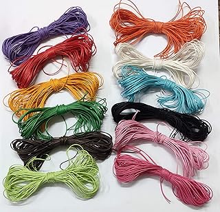 OMX 12 Rolls 1 mm (Total - 120 Mtr - 10 Mtr Each Colour) Waxed Cotton Cord, Waxed Thread Braided Strings for Craft Making,...