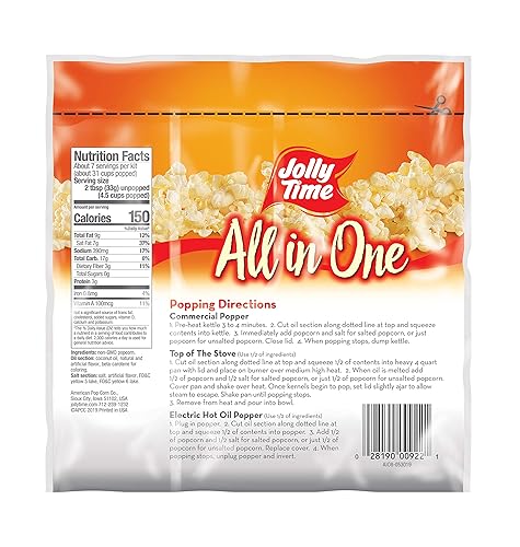 Miniatura 8 de JOLLY TIME Kit de palomitas de maíz todo en uno, paquetes de porciones con granos, aceite y sal para cine o máquinas de reventar aire