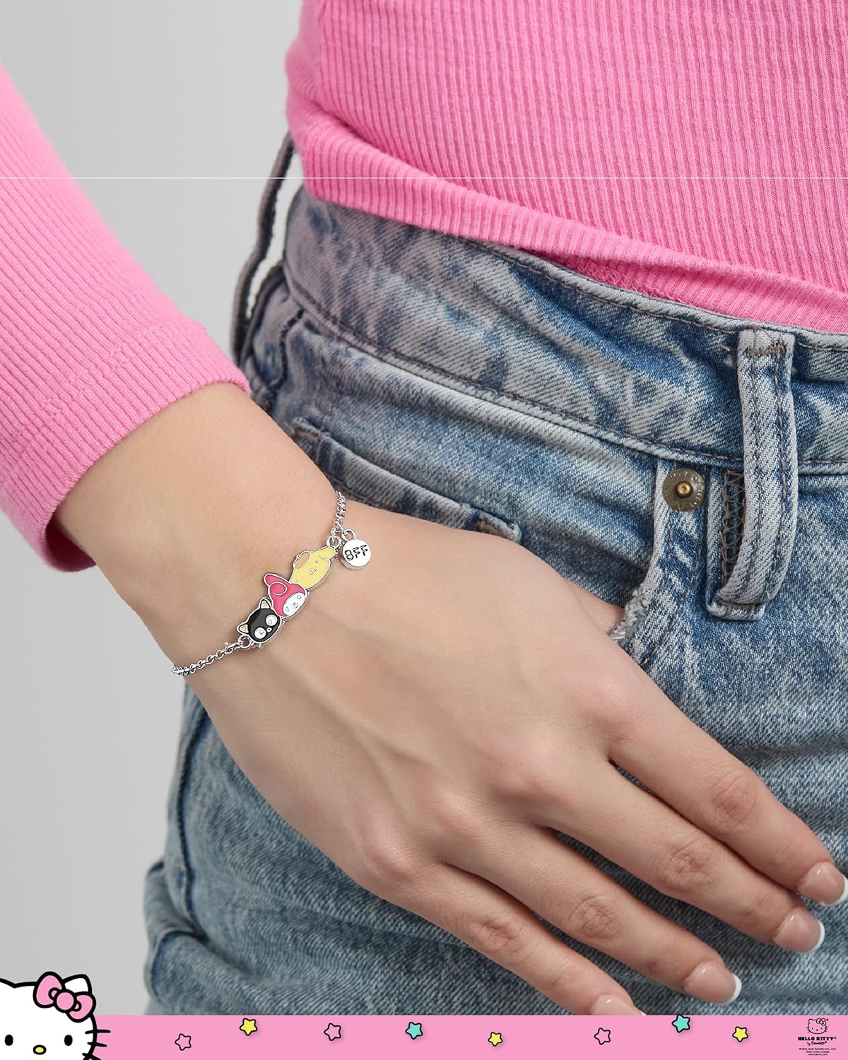 SALLY ROSE Hello Kitty and Friends Friendship Bracelet Set of 2 Official License, Fashion Sanrio Bracelets with BFF Charm - Image 3