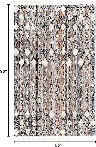 Miniatura 2 de Unique Loom Cherokee Collection - Clemson (rectangular 5 pies 3 pulgadas x 8 pies 0 pulgadas, multicolor óxidobeige)