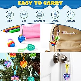 JOYIN Heart Pop Fidget Keychain 30 Pack Pop Fidget Toys Bulk Party Favors for Kids 4-8,8-12 Years, Christmas Goodie Bags Stuffers Back to School Gifts for Students Classroom Prizes Sensory Toys