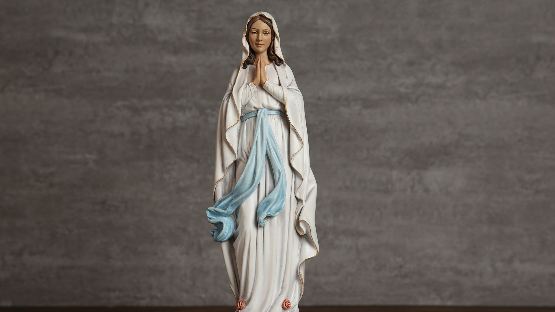 Estatua Católica Virgen de Lourdes 10.2 pulgadas multicolor miniatura 7
