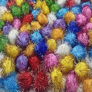 100 Pcs Sparkle Balls, 1.8 Inch Tinsel Sparkle Balls Cat Pet Toy Balls Plush Glitter Balls for DIY Crafts, Pet Cat Kittens Toy Supplies, Color Random