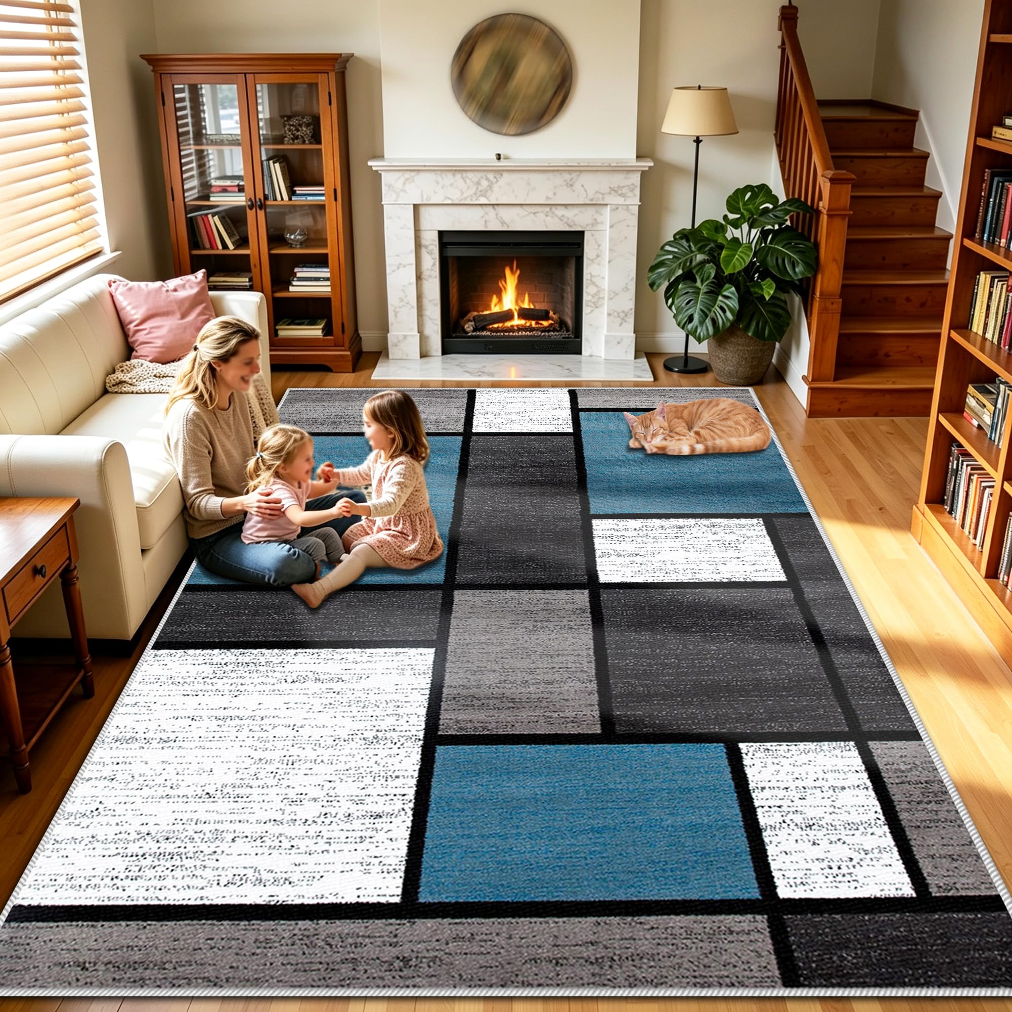 Tapis de Couloir Grand Format 200x270 cm pour Entrée et Bureau Cosy