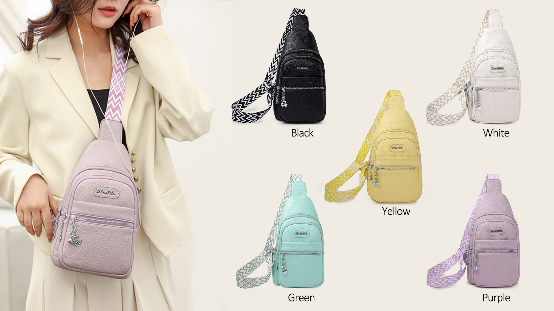 HNOOM Zaino Monospalla In Oxford Leggero - Marsupio Multiuso Per Uomo E Donna, Viaggio E Sport - Foto 4