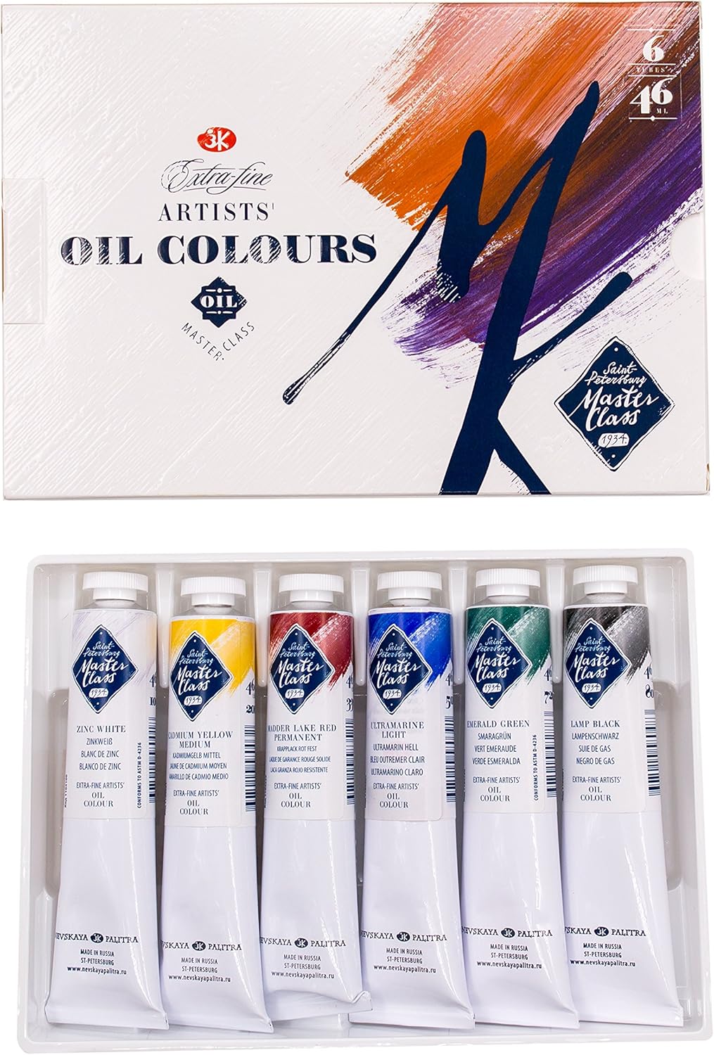 Master Class Finest Artists' Oil Paints Set 6 X 46 ML Nevskaya Palitra