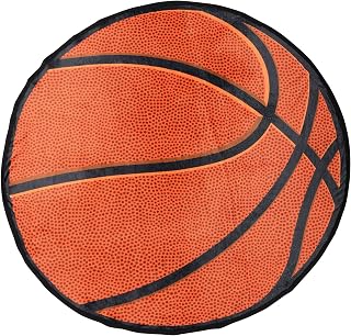 iscream Hoop Dreams Premium Silky Plush 60" Round Reversible Basketball Shaped Fleece Throw Blanket
