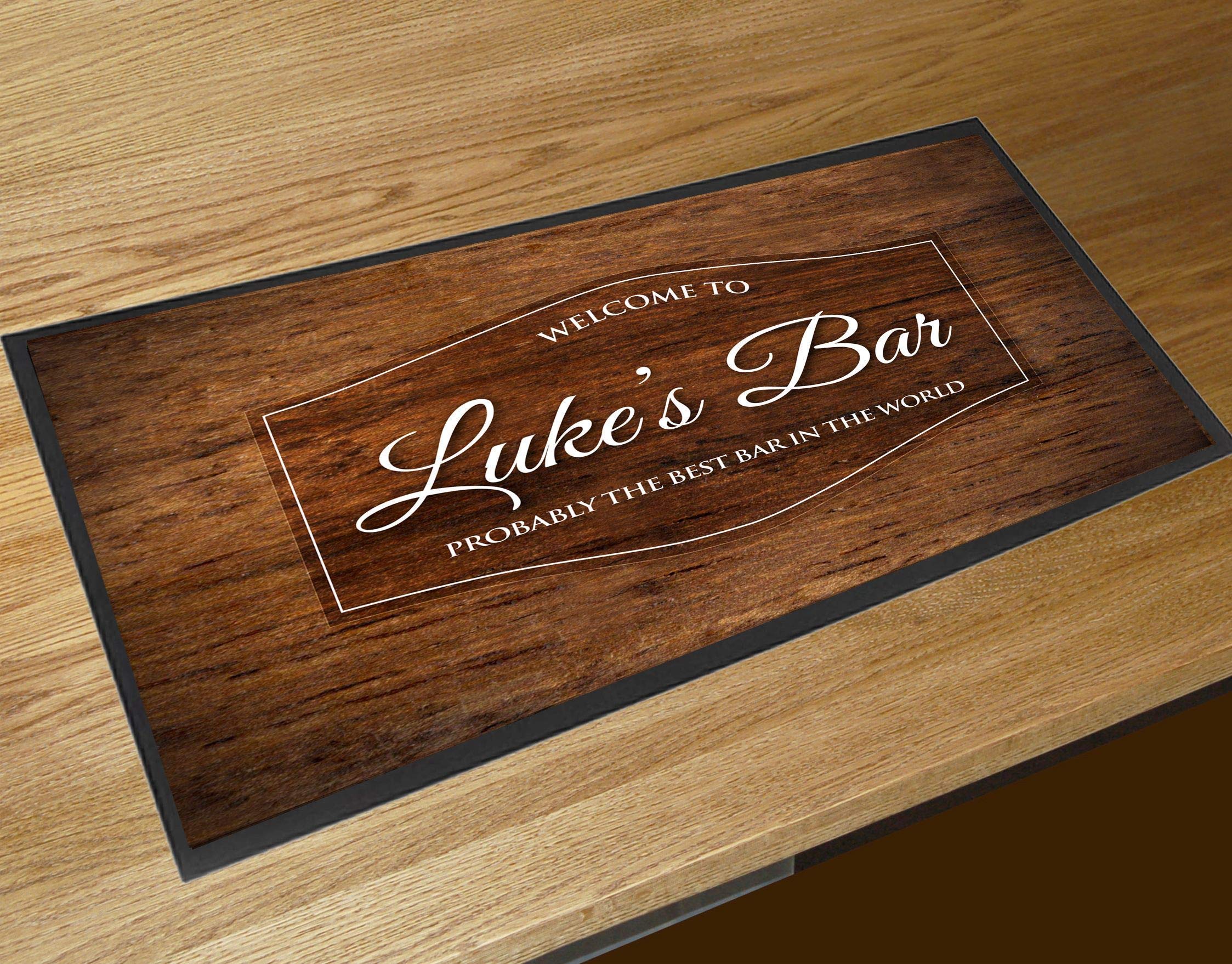 Artylicious Personalised Bar Ruer, Wood Effect Bar Pub Beer Mat Ruer Counter Mat
