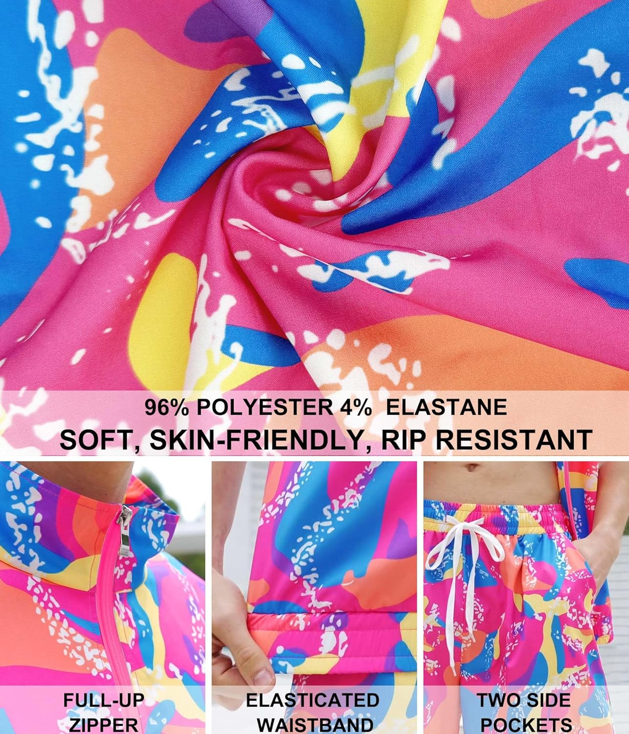 UOUA Men 80s Outfit 90s Costume 2 Piece Shorts Set Themed Party Clothes - Image 5