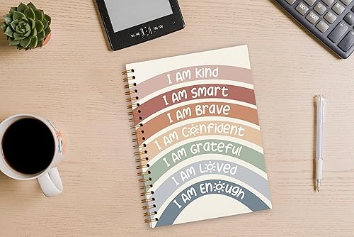 Miniatura 3 de Tizzer I am Kind Smart Brave Positive Boho, cuaderno de tapa dura con rayas universitarias en espiral para notas de trabajo, diario de 5.5 x 8.3