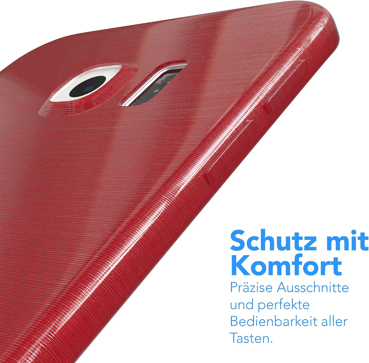 Galaxy S6 Edge Case - Eazy CASE Premium Protective Covers for Samsung Galaxy S6 Edge Silicone Bumper, Shock Absorption Hard Shell - Brushed Cell Phone Case in Red
