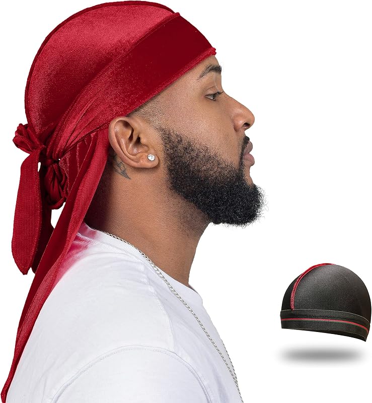 Durag de veludo ForceWave com wave cap, Pacote com 2
