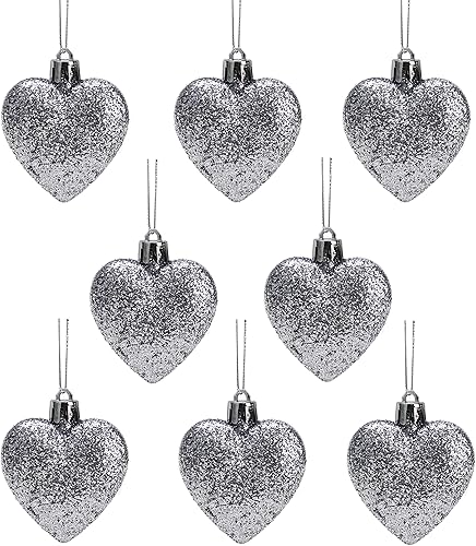 Miniatura 46 de Christmas Concepts® 0.315 x 2.362 in Baby Pink Glitter Corazón en forma de árbol de Navidad Adornos Rosa,