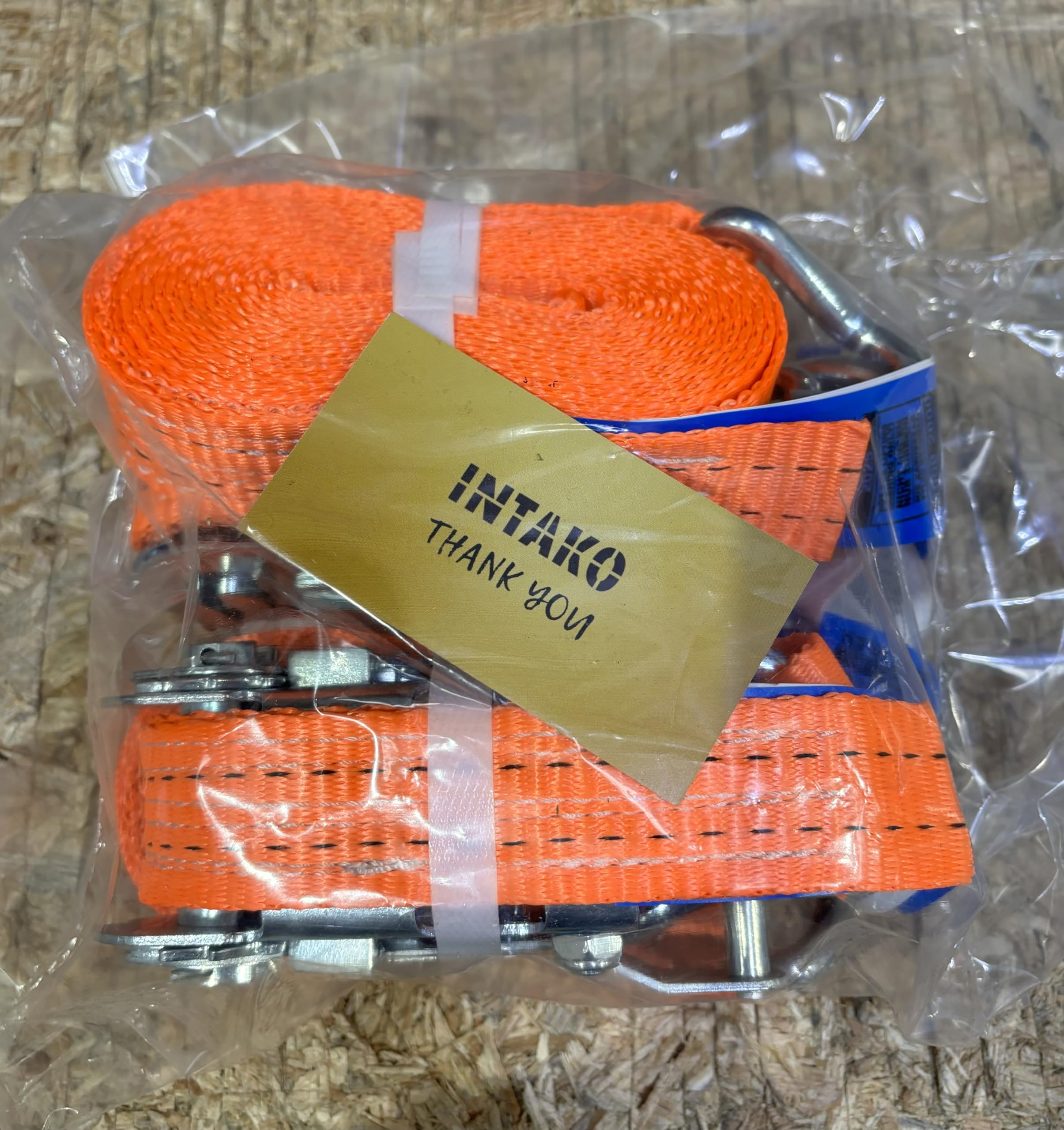 INTAKO Cinchas de Amarre con Carraca – 4m / 6m x 2000kg x 35mm – 2/10 Piezas – Eslingas con Carraca – Cinta de Amarre con Trinquete – Tensor de Cinchas para Auto y Moto (Naranja, 4m (2 Pezzi))