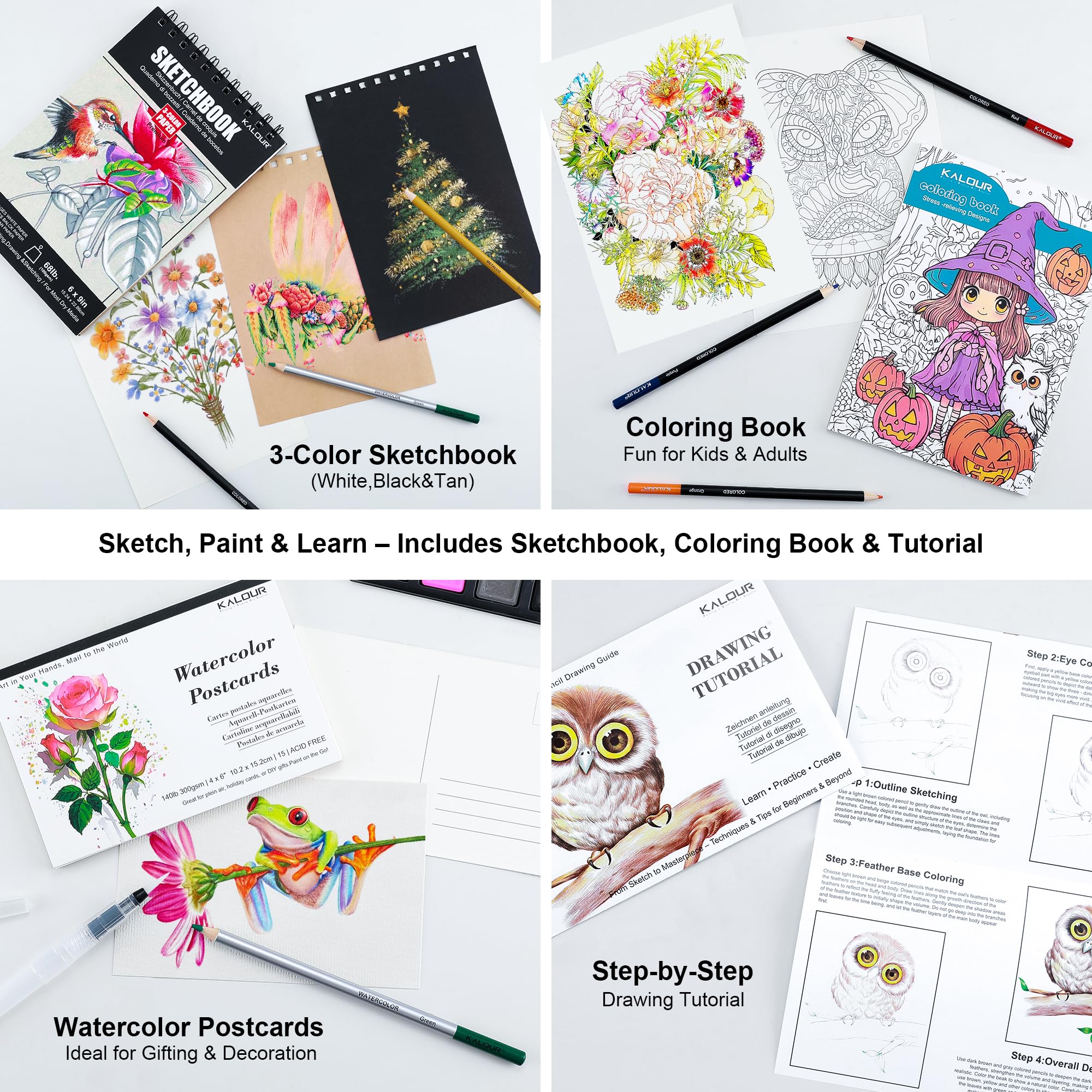KALOUR Art Drawing Set - 206 Pieces for Beginners -5