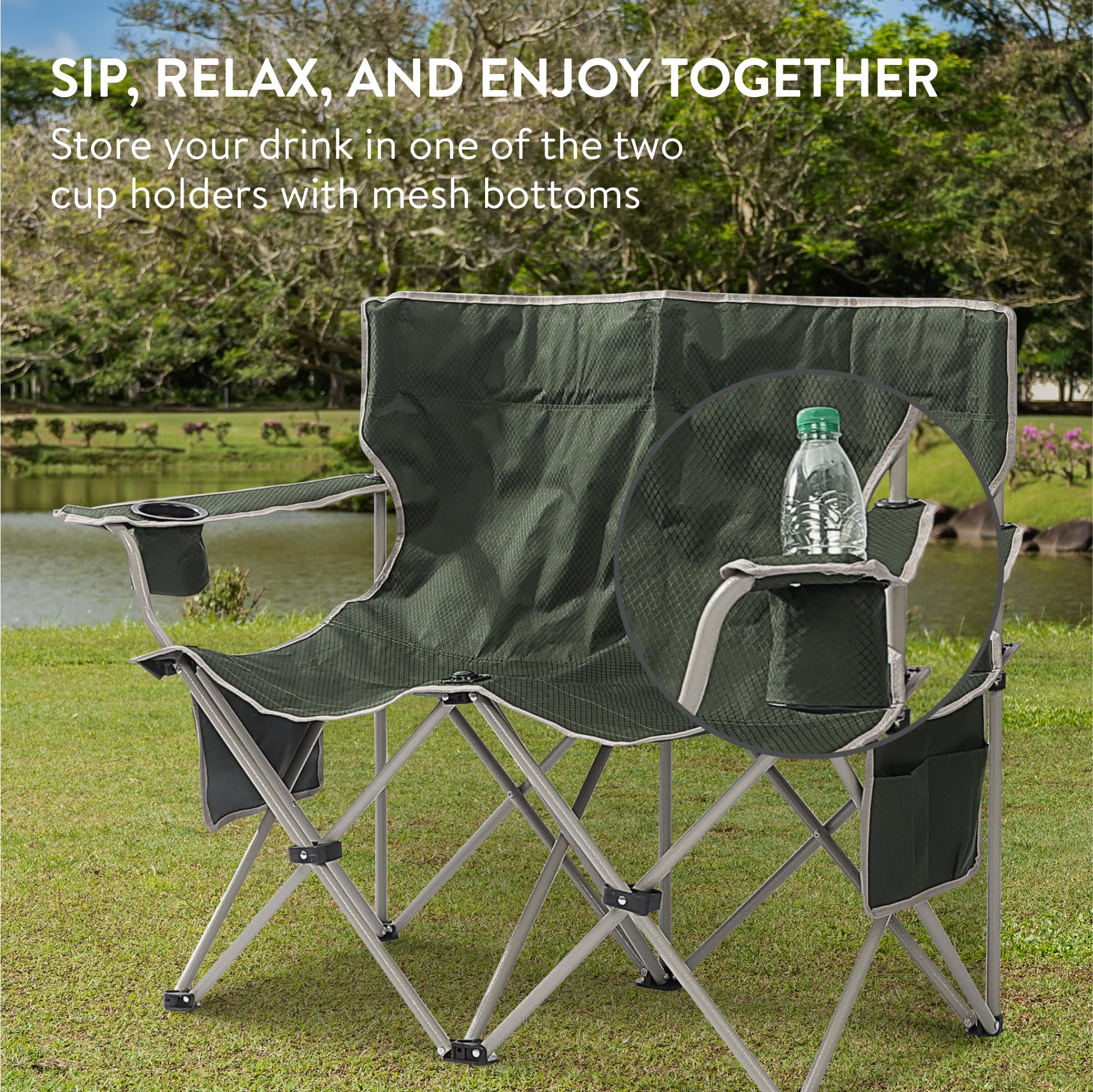 Navaris Folding Camping 2 Seater - Double Camping Chair for Two