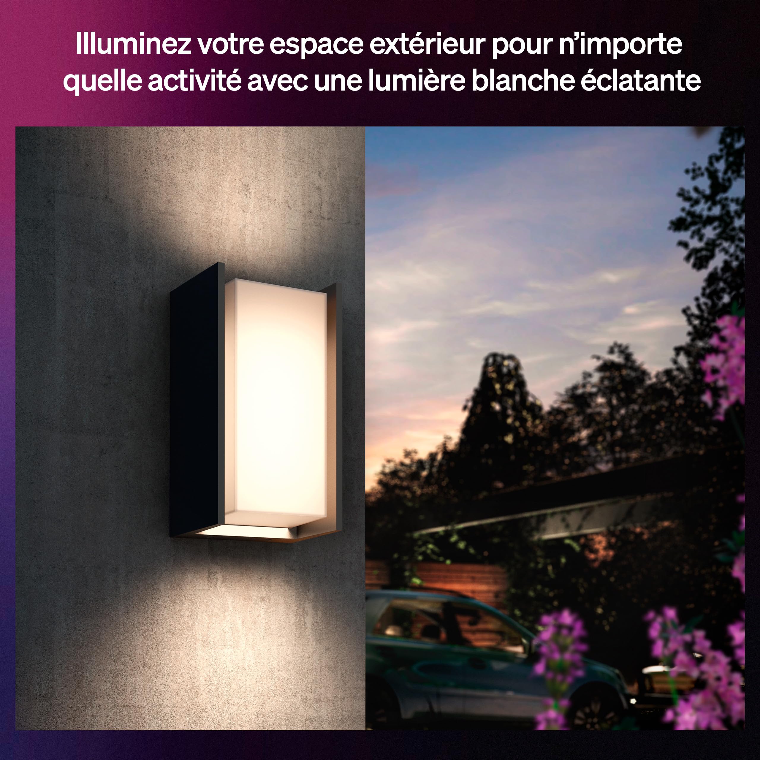 Philips Hue Turaco Applique Extérieur, Lumière Blanche et Multicolore Personnalisable, 1100 lm, Ampoule A60 Incluse, Luminosité Variable, IP44 Résiste aux Intempéries, Compatible Matter, Zigbee