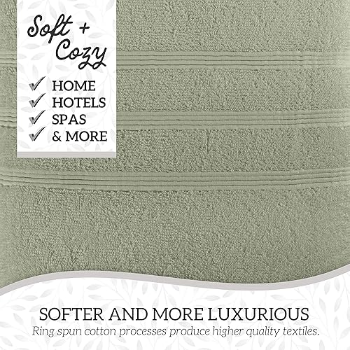 Miniatura 6 de Juego de toallas de lujo de 8 piezas 100% algodón peinado americano, incluye 2 toallas de baño extragrandes, 2 toallas de mano y 4 paños de algodón