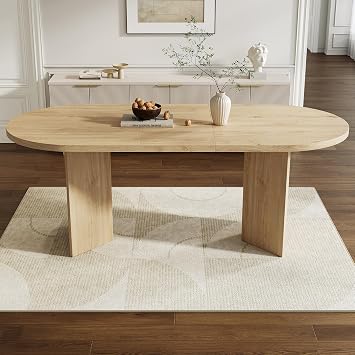 Oval Wood Dining Table 180 x 90 cm for 6 People, Oak