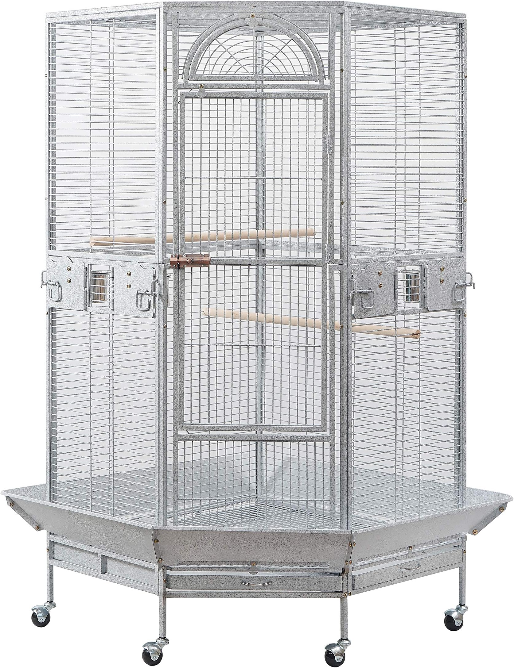 Seny Corner Bird Cage for Cockatiel Parakeet Black and White New (White)