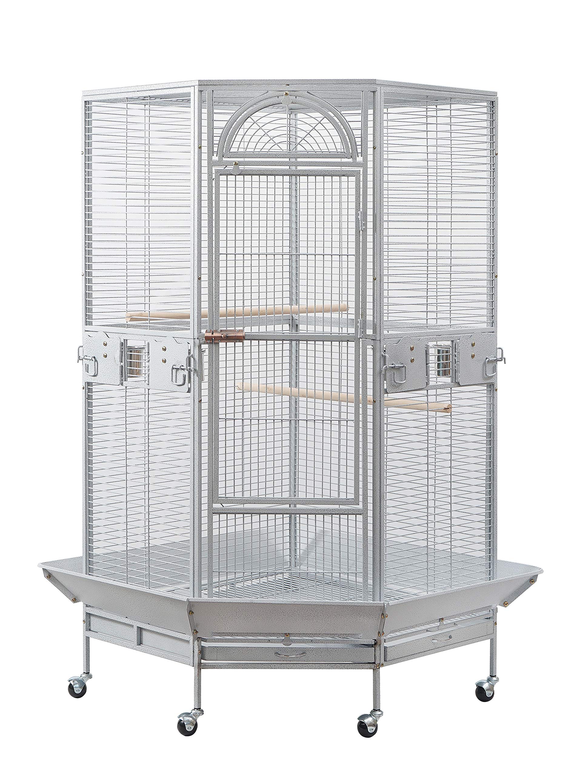 Seny Corner Bird Cage for Cockatiel Parakeet Black and White New (White)