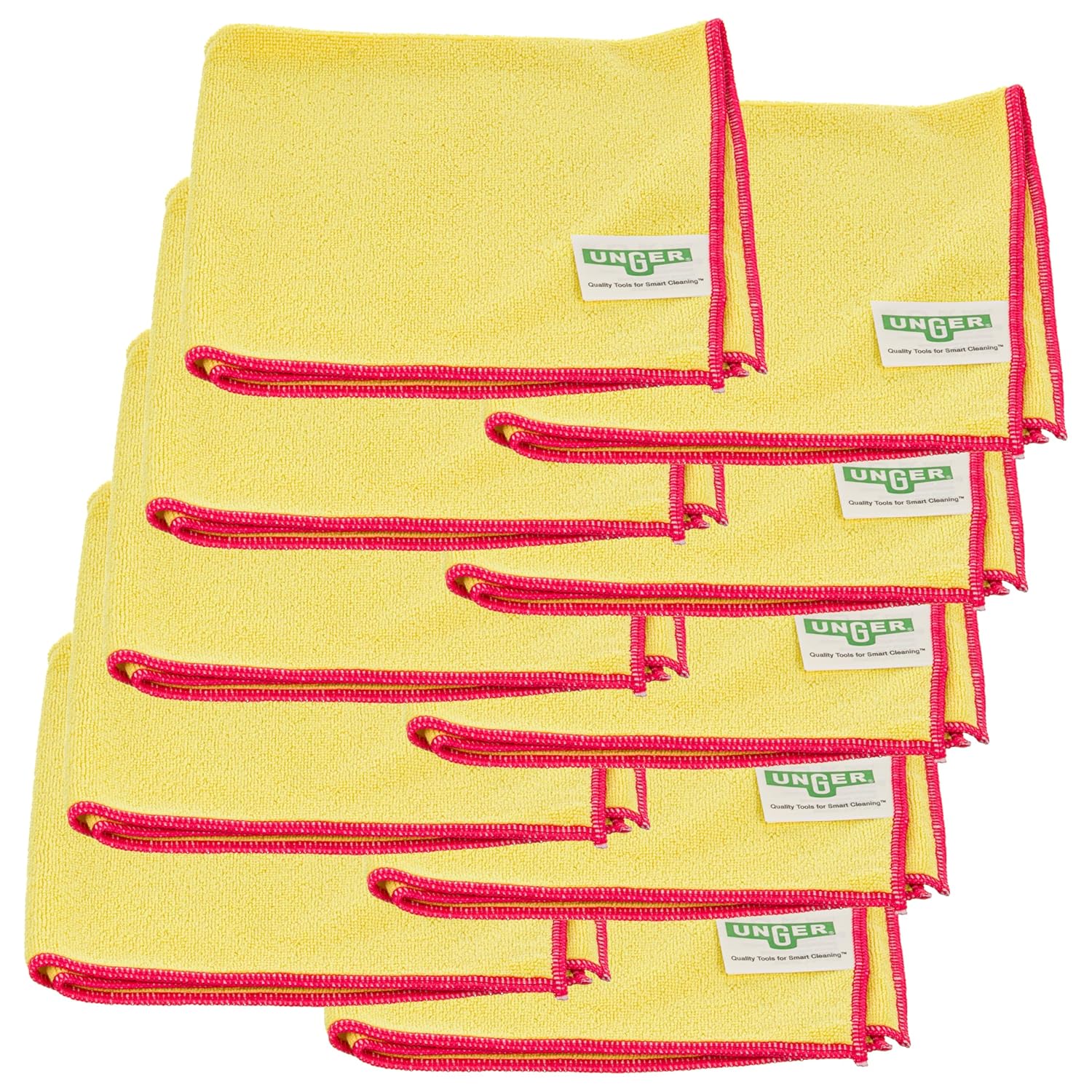 Unger MF40Y SmartColor MicroWipes 4000, Heavy-Duty, 16 x 15, Yellow/Red (Case of 10)