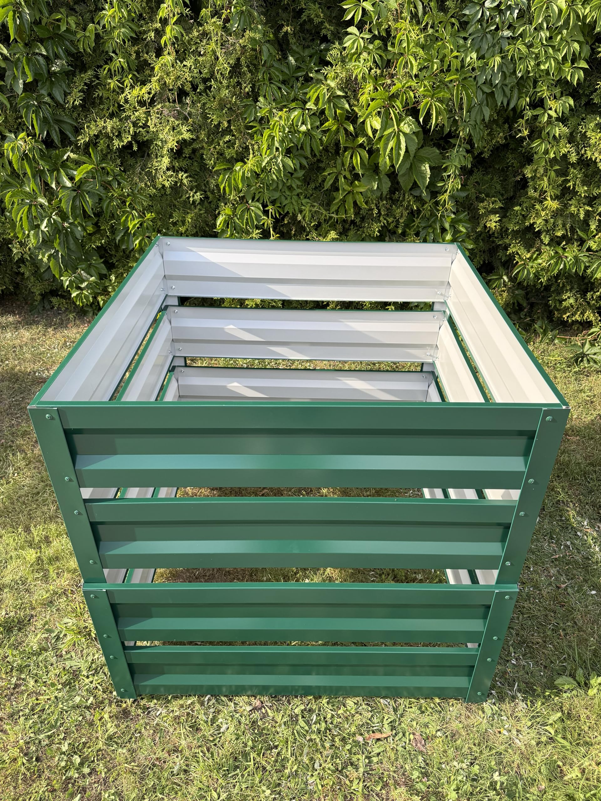 Botanic Gartenkomposter 1000L aus Metall, Verzinkter Komposter XXL 100x100x100 cm, Wetterfest & Rostfrei, Schnellkomposter für Gartenabfälle, Bioabfall & Laub, Einfacher Aufbau, Grün
