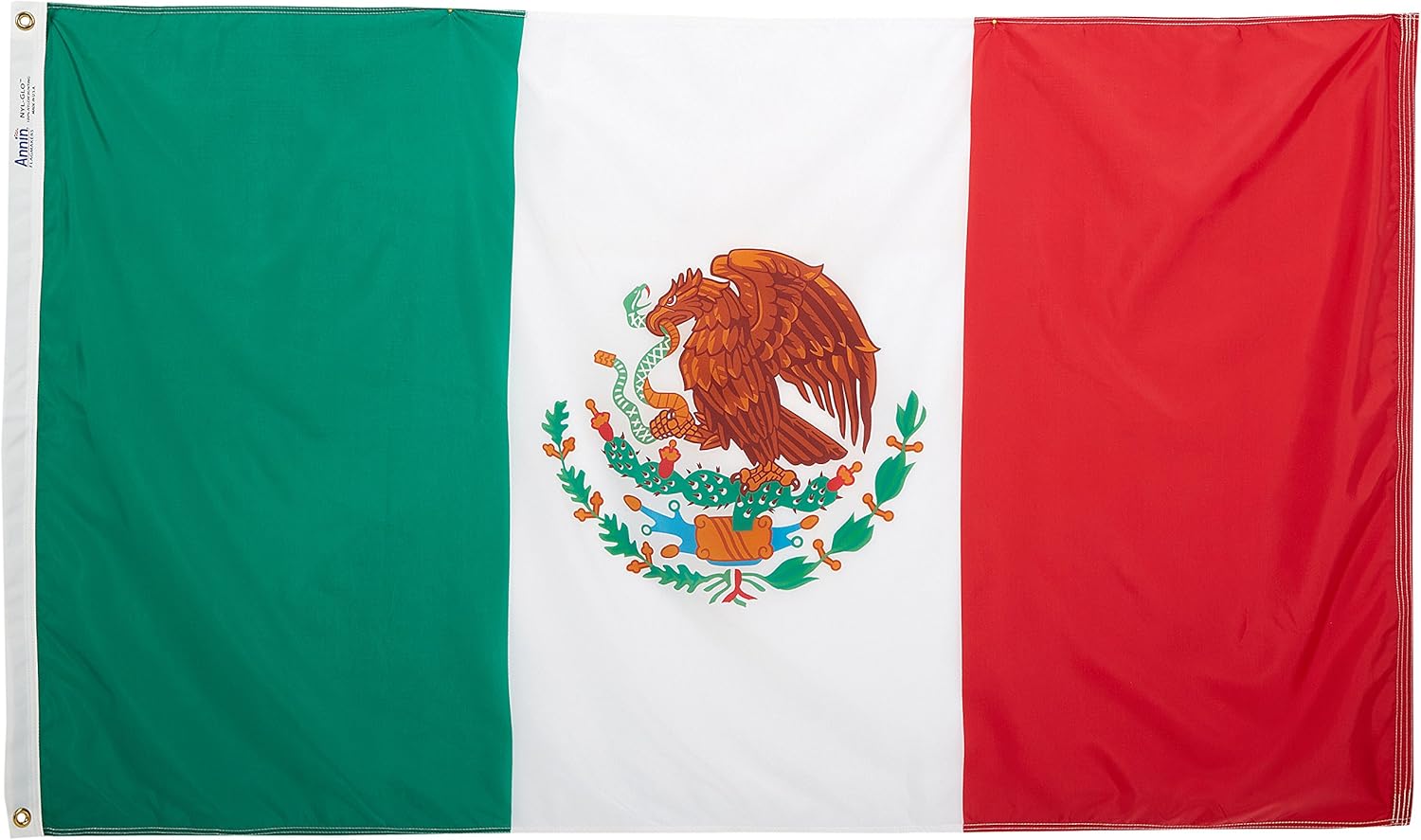 Annin Flagmakers Mexico Flag USA-Made to Official United Nations Design Specifications, 3 x 5 Feet (Model 195706)