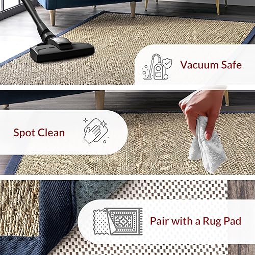 Miniatura 2 de nuLOOM Elijah Tapete de área estilo rústico de hierba marina, 4 x 6 pies, color azul marino