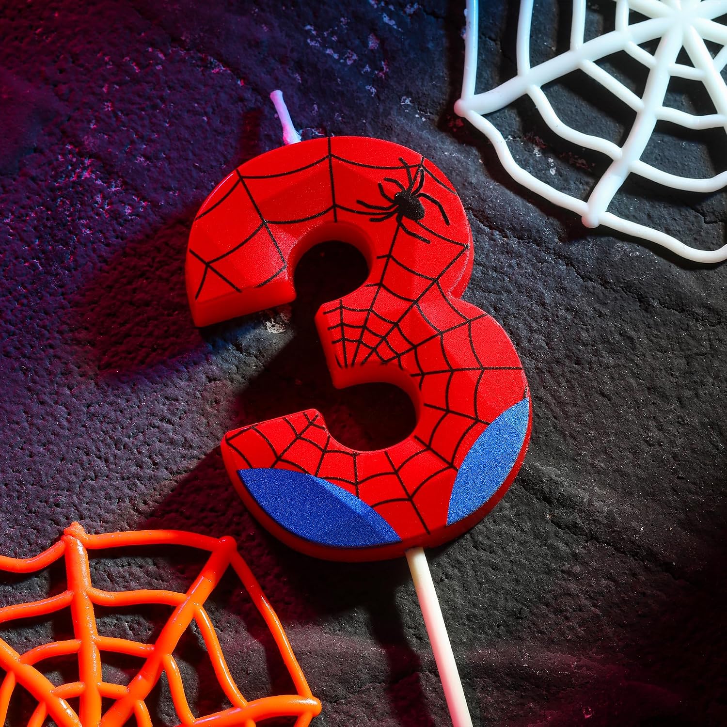 PHD CAKE 2.76 Inch Number Spider 3 Crystal Web Birthday Candles, Spider Number Candles, Cake Number Candles, Party Celebration