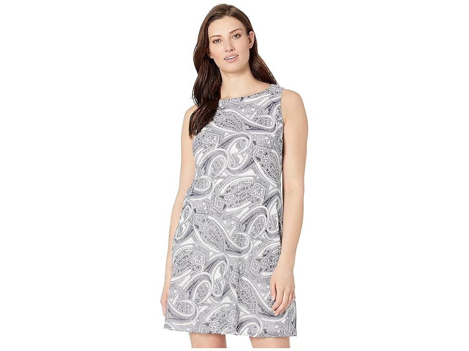 

Nine West Chiffon Sleeveless Bias Cut Trapeze Dress (Navy/Ivory) Women's Dress