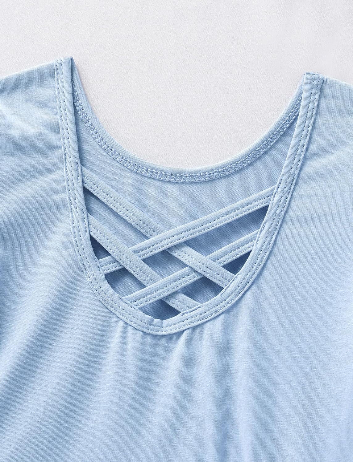 ODASDO Girls Ballet Leotard Toddler Kids Dancewear Short Sleeve Chiffon Handkerchief Ruffle Skirt Criss Cross Back Leotards - Image 6